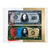 Image 1 : Steve Kaufman (1960-2010) "500 and 1000 Dollar Bills" Original Mixed Media On Canvas