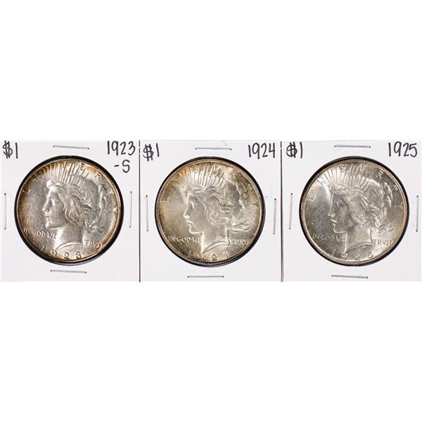 1923-S, 1924 & 1925 $1 Peace Silver Dollar Coins