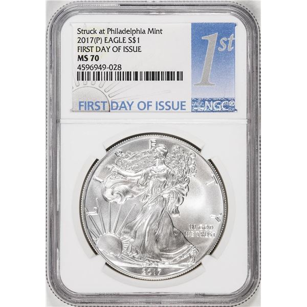 2017(P) $1 American Silver Eagle Coin NGC MS70 First Day of Issue Philadelphia Mint