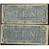 Image 2 : Lot of (2) 1864 $10 Confederate States of America Notes