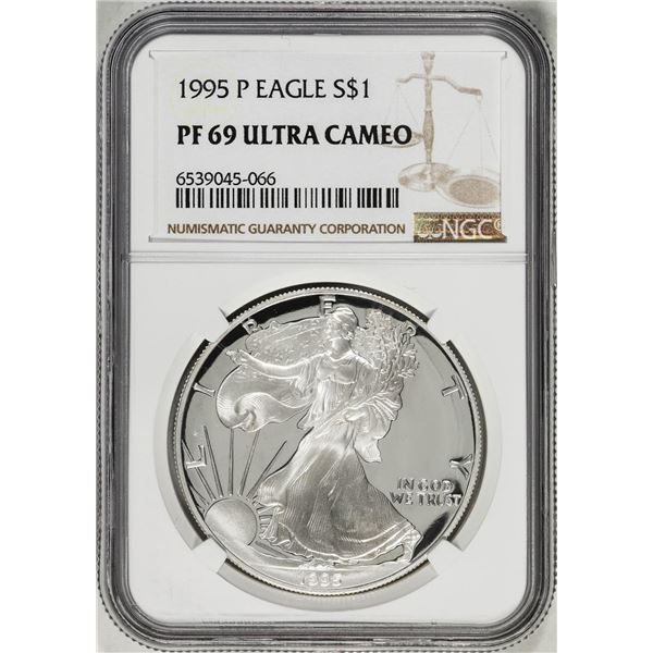 1995-P $1 Proof American Silver Eagle Coin NGC PF69 Ultra Cameo