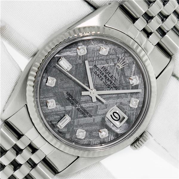 Rolex Men's Stainless Steel Meteorite Diamond Datejust Wristwatch