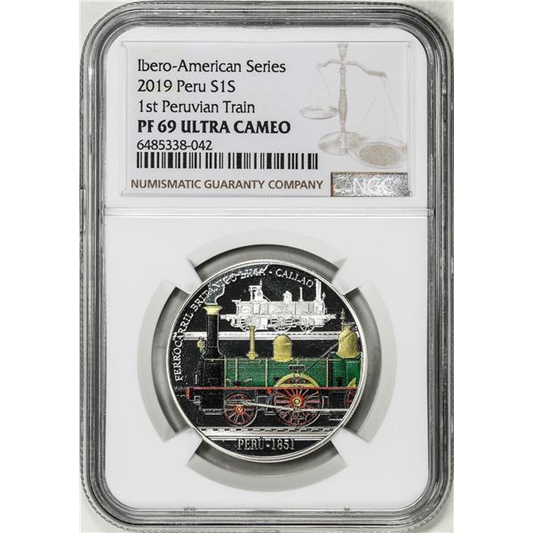 2019 Peru 1 Sol Ibero Historic Peruvian Train Proof Silver Coin NGC PF69 Ultra Cameo