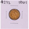 Image 1 : 1861 Old Reverse $2 1/2 Liberty Head Quarter Eagle Gold Coin