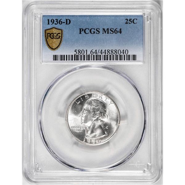 1936-D Washington Quarter Coin PCGS MS64