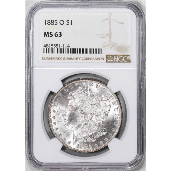 1885-O $1 Morgan Silver Dollar Coin NGC MS63 Amazing Toning on Reverse