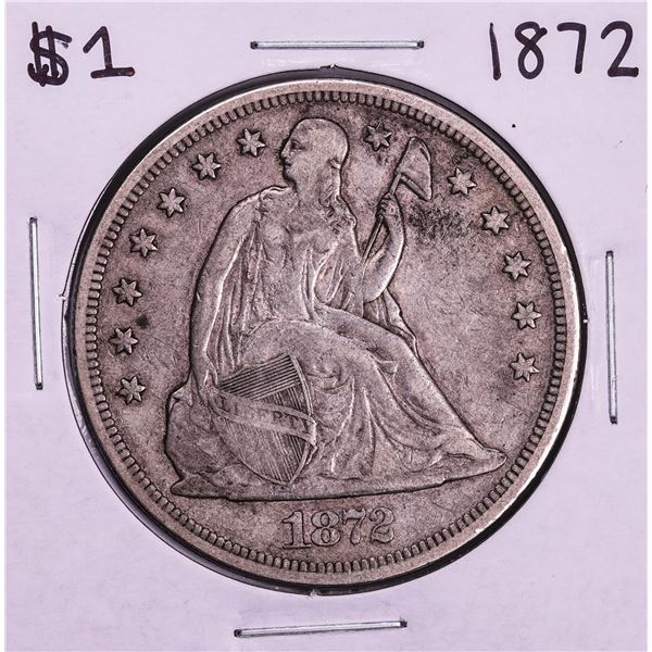 1872 $1 Seated Liberty Silver Dollar Coin