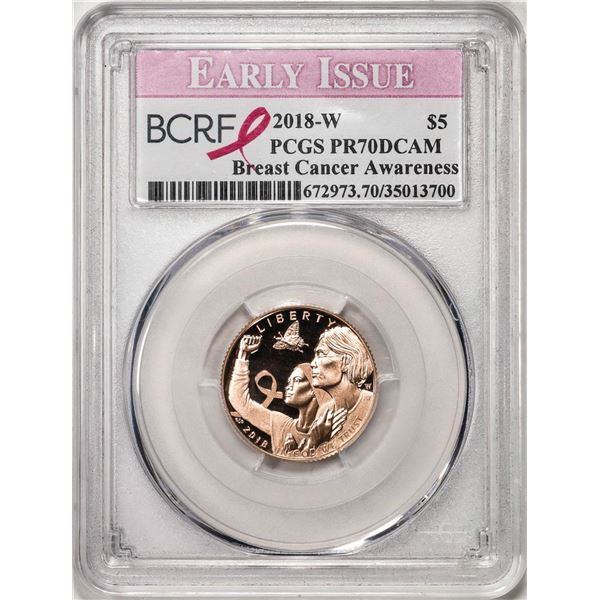 2018-W $5 Proof Breast Cancer Awareness Commemorative Gold Coin PCGS PR70DCAM