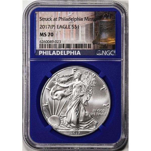 2017(P) $1 American Silver Eagle Coin NGC MS70 Struck at Philadelphia