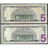 Image 2 : Lot of (2) 2006 $5 Federal Reserve Notes Fancy Radar Serial Numbers