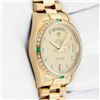 Image 9 : Rolex Mens 18K Yellow Gold Emerald and Diamond Day Date President Wristwatch