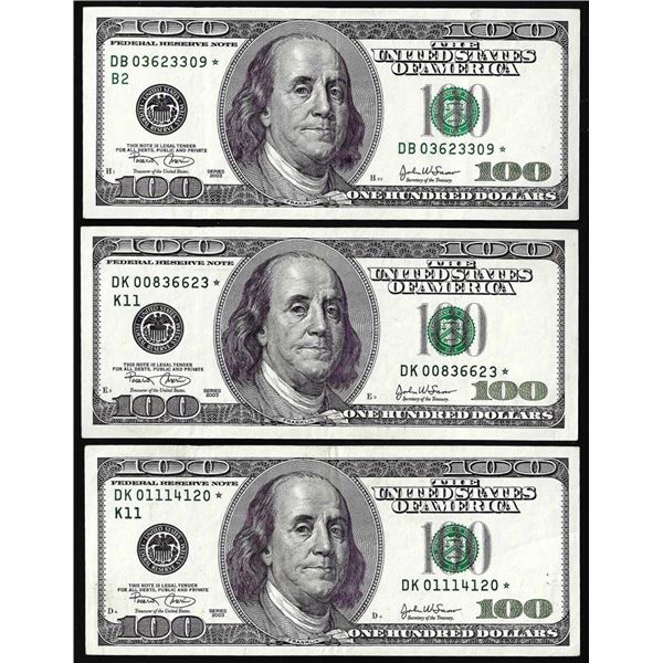 Lot of (3) 2003 $100 Federal Reserve Star Notes