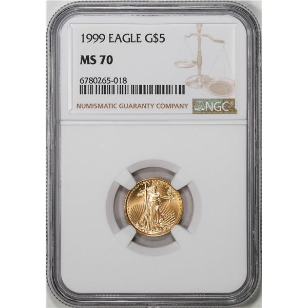 1999 $5 American Gold Eagle Coin NGC MS70