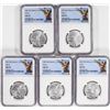 Image 1 : Lot of (5) 2021-Mo Mexico 1/4 oz Silver Libertad Coins NGC MS70