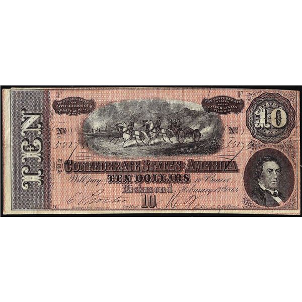 1864 $10 Confederate States of America Note