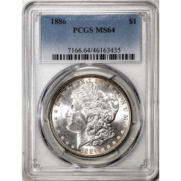 1886 $1 Morgan Silver Dollar Coin PCGS MS64