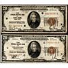 Image 1 : Lot of (2) 1929 $20 Federal Reserve Bank Notes