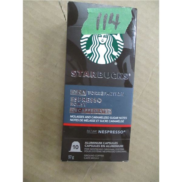 SHELF PULLS (AS IS):  STARBUCKS DECAF EXPRESSO ROAST (10 CAPSULES) - BOX