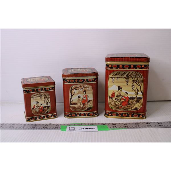 Three Tin Nesting Cannisters - Made in England
