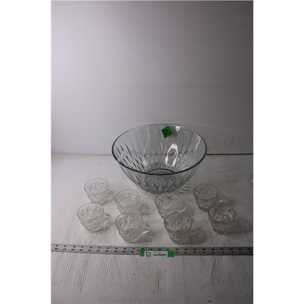 Crystal Punch Bowl with Glasses