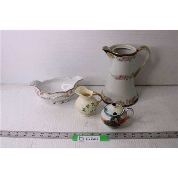 Teapot, Sugar and Belleek Creamer, Misc.