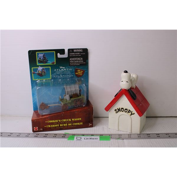 Snoopy Coin Bank and Atlantis Movie Toy
