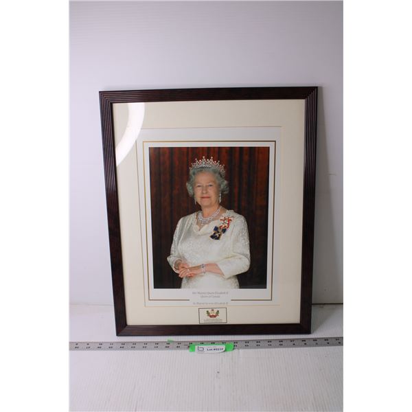 Framed Portrait of Queen Elizabeth - 17 1/2" x 21 1/2"