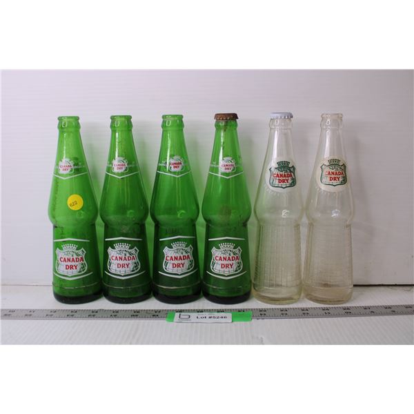 (6) Glass Canada Dry Bottles