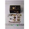 Image 1 : Jewelry Music Box with Brooches and Misc.