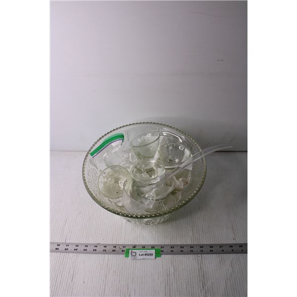 Glass Punch Bowl with Cups