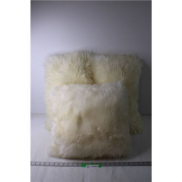 3x Bid Price--(3) Sheep Skin Pillows