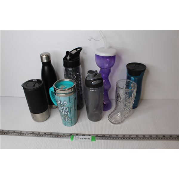 (7) Water Bottles - Glass Boot Cup