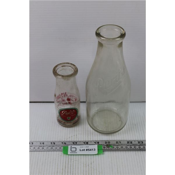 (2) Glass Milk Bottles