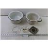 Image 1 : (2) B+W Enamel Pots+ (3) Ashtrays