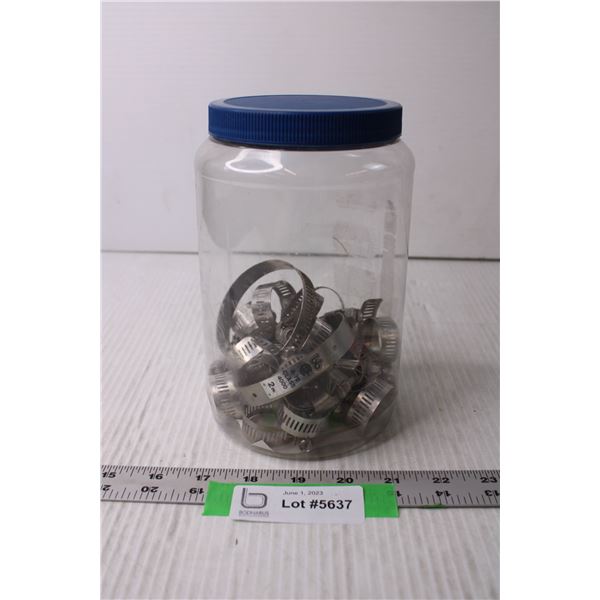 Plastic Jar of Hose Clamps