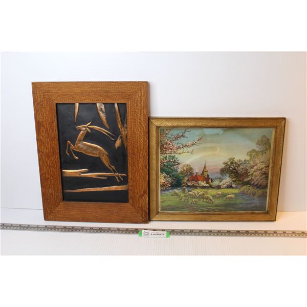 Embossed Copper Art Picture - Vintage Picture