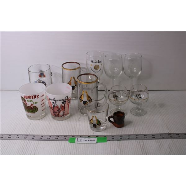 Assorted Wine Glasses, Cups and Mugs