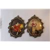 Image 2 : (3) Vintage Metal Framed Pictures w/Convex Glass