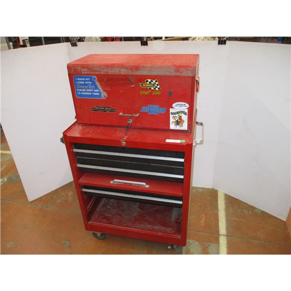 *2-Piece Red Tool Box w/ Key and Content