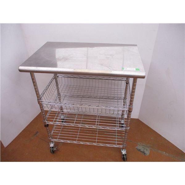 *Metal Stainless Steel Kitchen Island w/ Shelves (30x20x36)