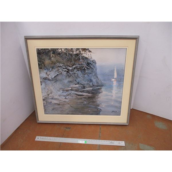 *Framed Art "Winter Cruise" Signed David Barker (41.5x37)