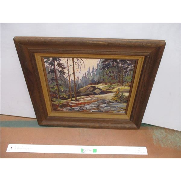 *Framed Oil on Burlap "Rocky Hillside" Signed Francis Harris Watt (28.5x24.5)