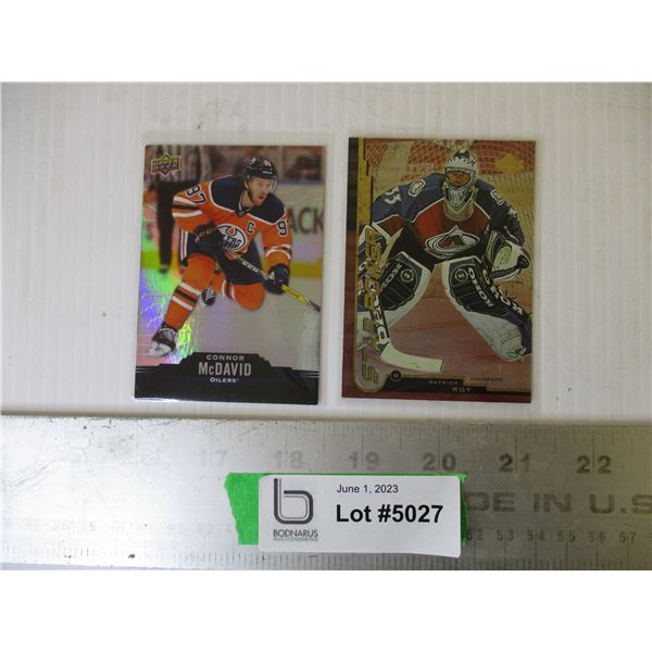 (2) Upper Deck NHL Hockey Cards (Patrick Roy and Connor McDavid)
