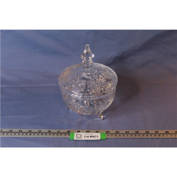 Crystal Pinwheel Footed Bowl w/Lid