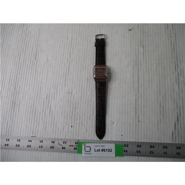 Wrist Watch-- Fossil w/ wood Grain Accents and New Battery (Runs)