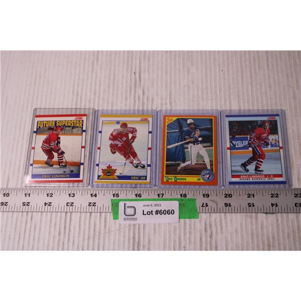 (4) Eric Lindros NHL Hockey Cards - One Rookie