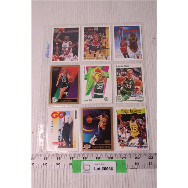 (9) Vintage NBA Basketball Trading Cards - Michael Jordan, Bird Magic