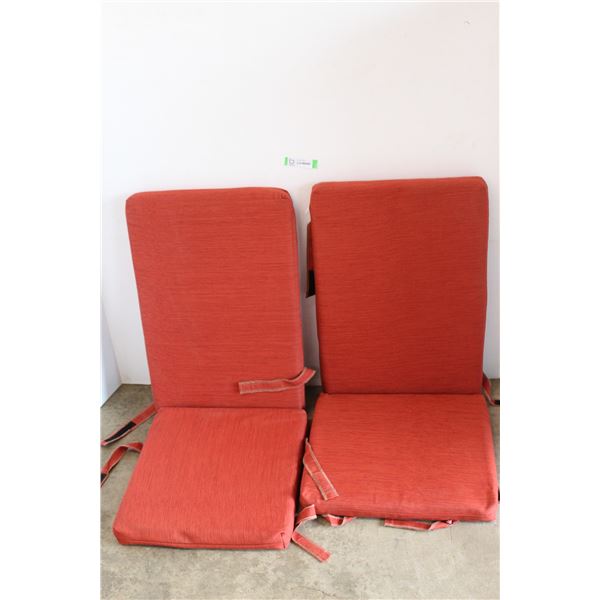 *(2) Red Outdoor Seat Cushions