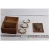 Image 1 : Small Wooden Jewelery Box+ (3) Bracelets+ Wall Hang