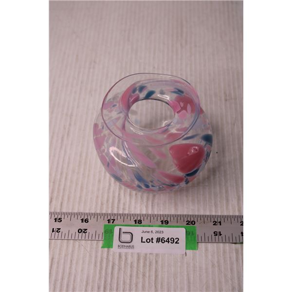 Pink and Blue Art Glass Vase